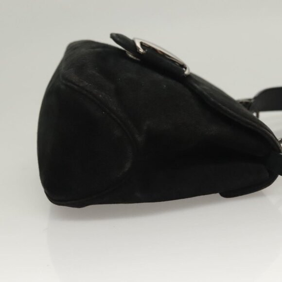 Salvatore Ferragamo Hand Bag Suede Black Silver Auth - Picture 11 of 16